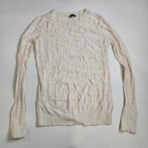 Express Cream Orange Polka Dot Large Lightweight Sweater Crewneck